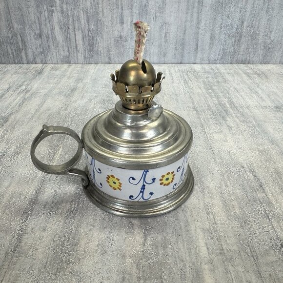 Cosi Tabellini Pewter Ceramic Kerosene Lamp Italy Vintage Rare - Picture 2 of 15